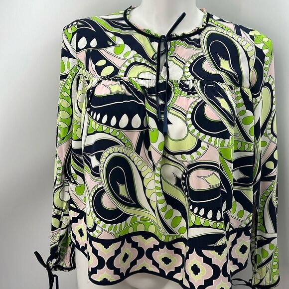 Crown & Ivy medium long sleeve retro print long sleeve top - Picture 1 of 5